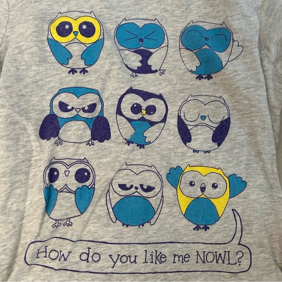 Size 8 GIRLS “how do you like me nowl” Owl Shirt A5 - Picture 2 of 2